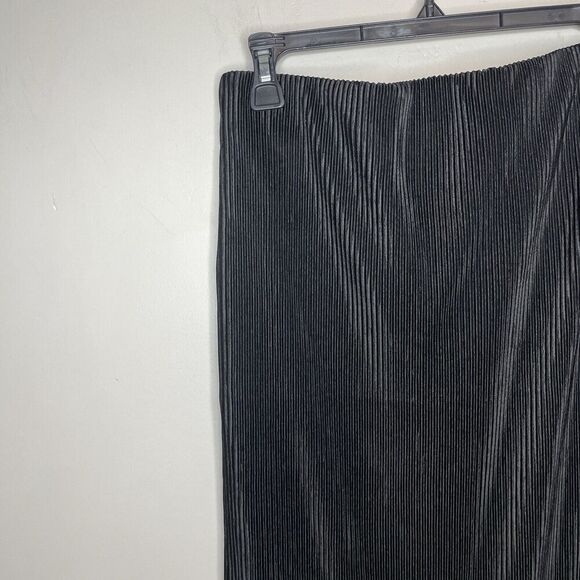 GREAT JONES Plisse Midi Skirt Women Medium Black Pull On Mini Pleated Straight - Picture 8 of 12
